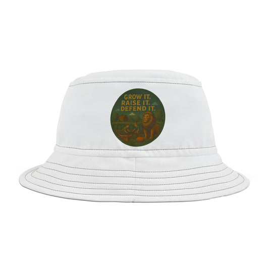 "Grow It. Raise It. Defend It." Unisex Bucket Hat -2 sizes, 2 colors