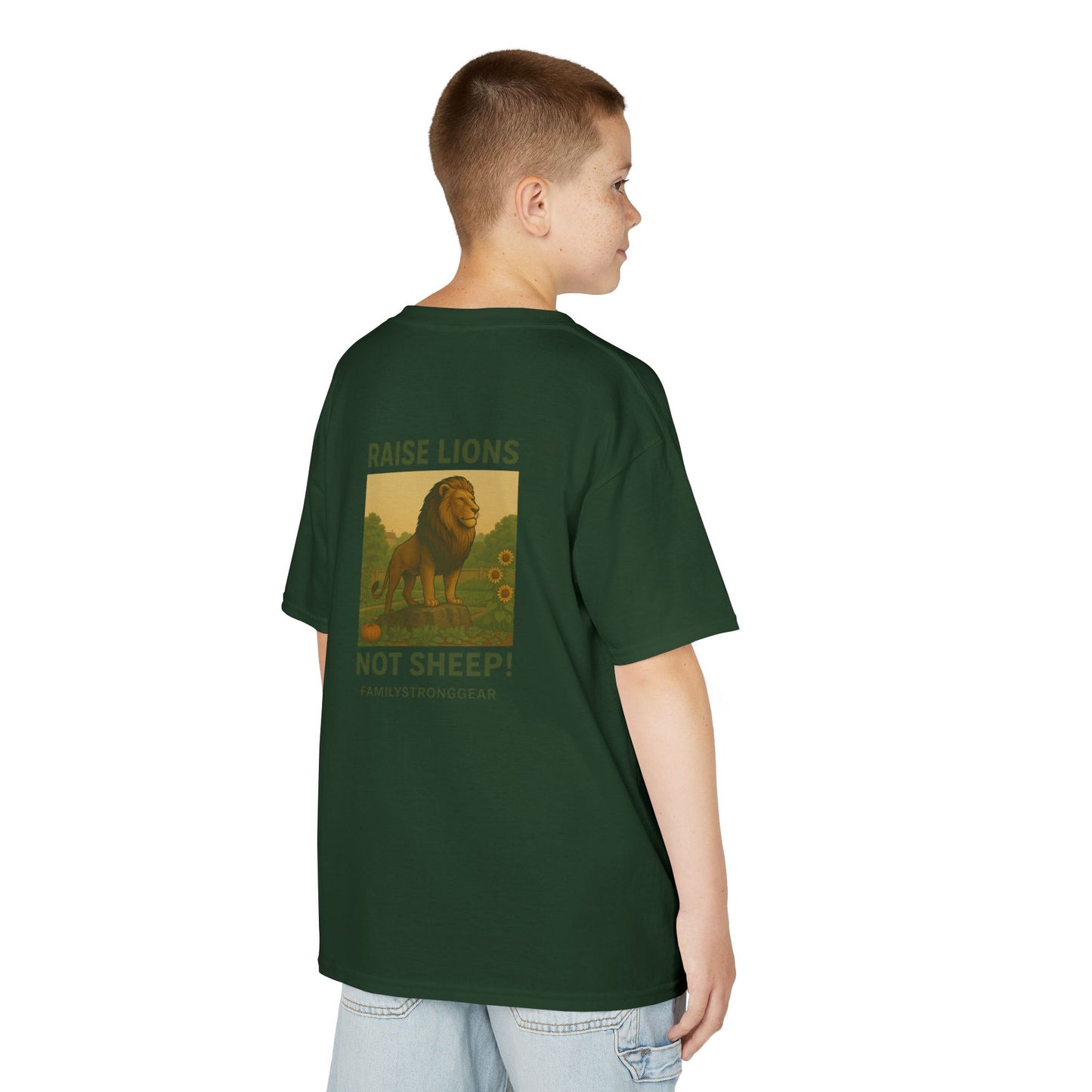 "Raise Lions Not Sheep" Kids Graphic Heavy Cotton Tee