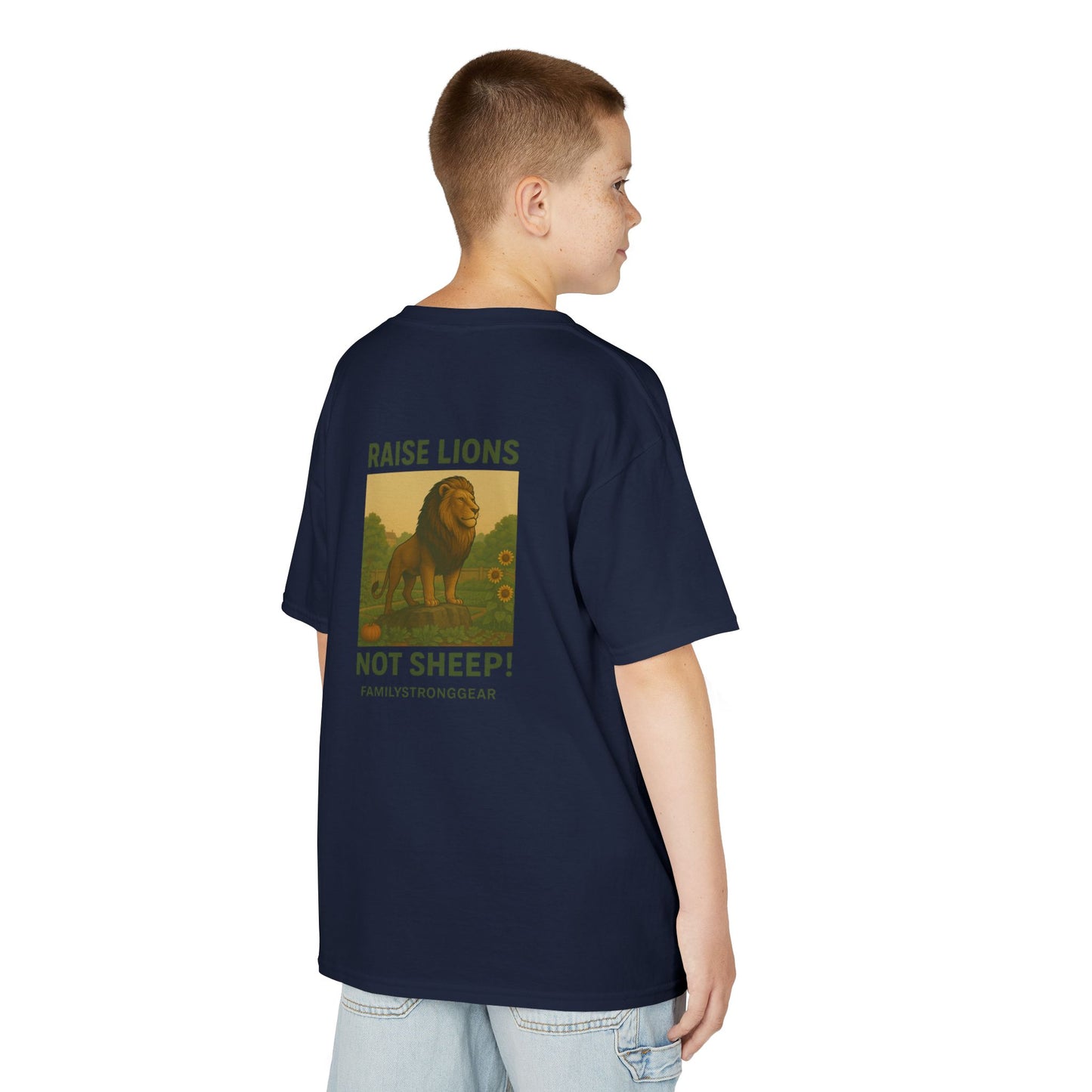 "Raise Lions Not Sheep" Kids Graphic Heavy Cotton Tee
