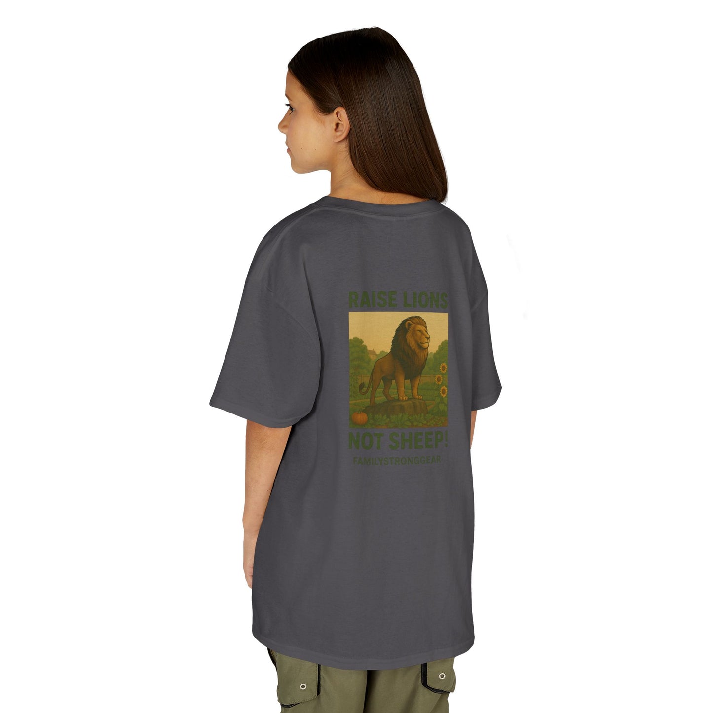 "Raise Lions Not Sheep" Kids Graphic Heavy Cotton Tee