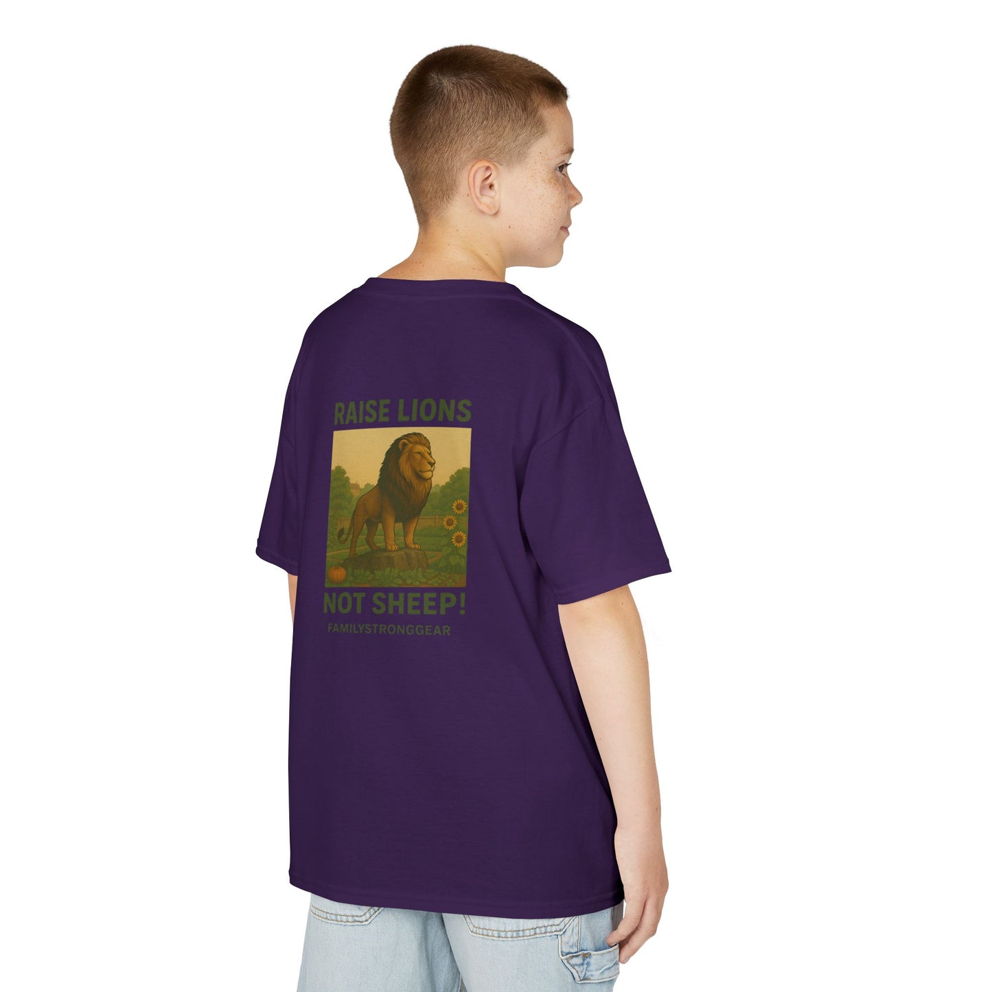 "Raise Lions Not Sheep" Kids Graphic Heavy Cotton Tee