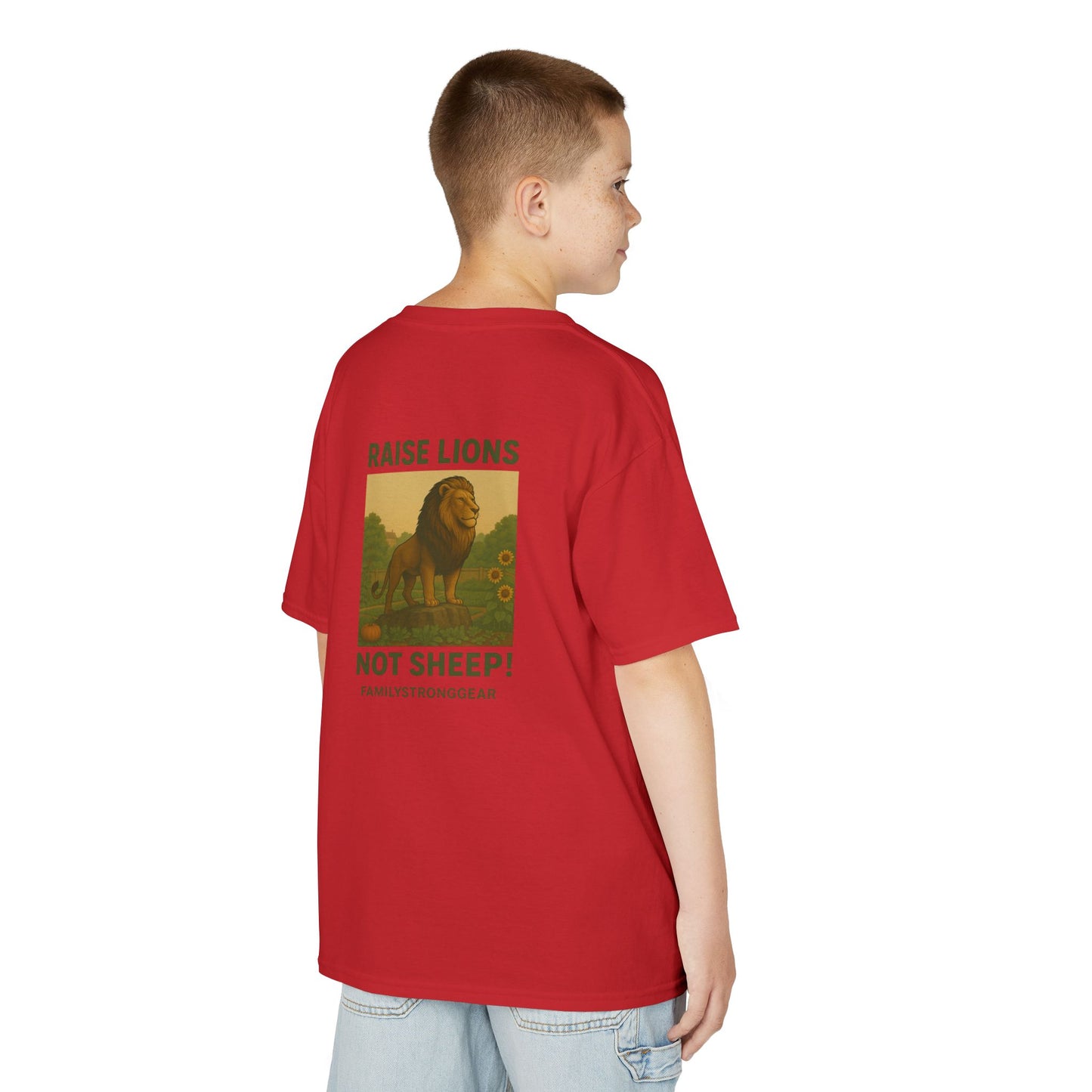 "Raise Lions Not Sheep" Kids Graphic Heavy Cotton Tee