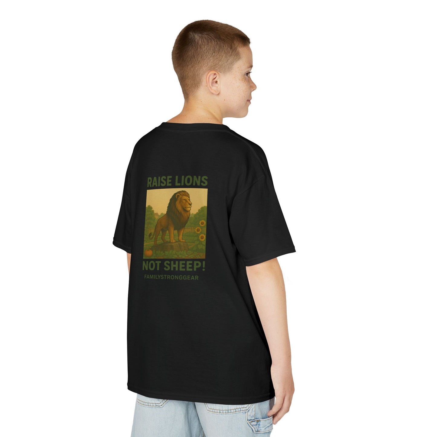 "Raise Lions Not Sheep" Kids Graphic Heavy Cotton Tee