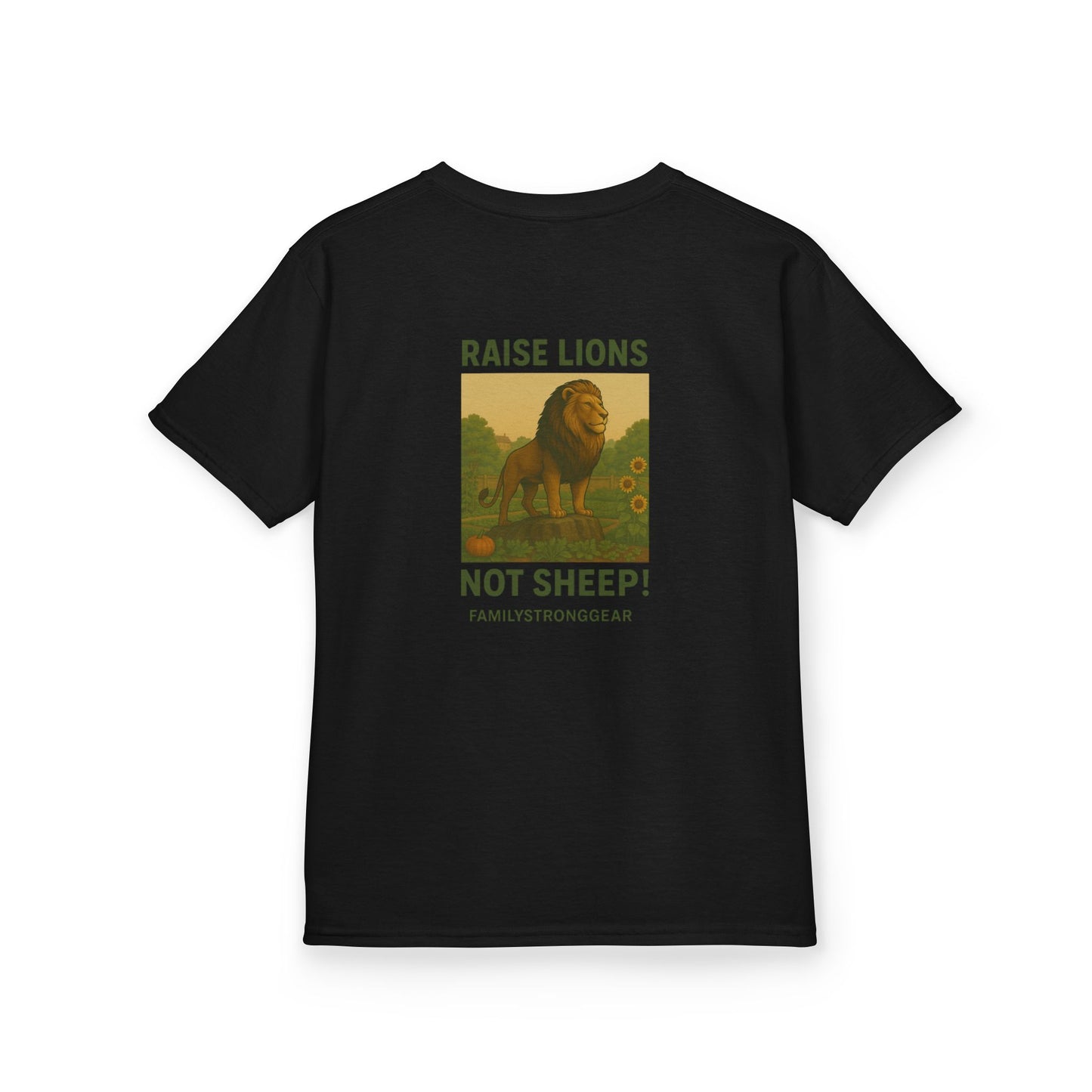 "Raise Lions Not Sheep" Kids Graphic Heavy Cotton Tee