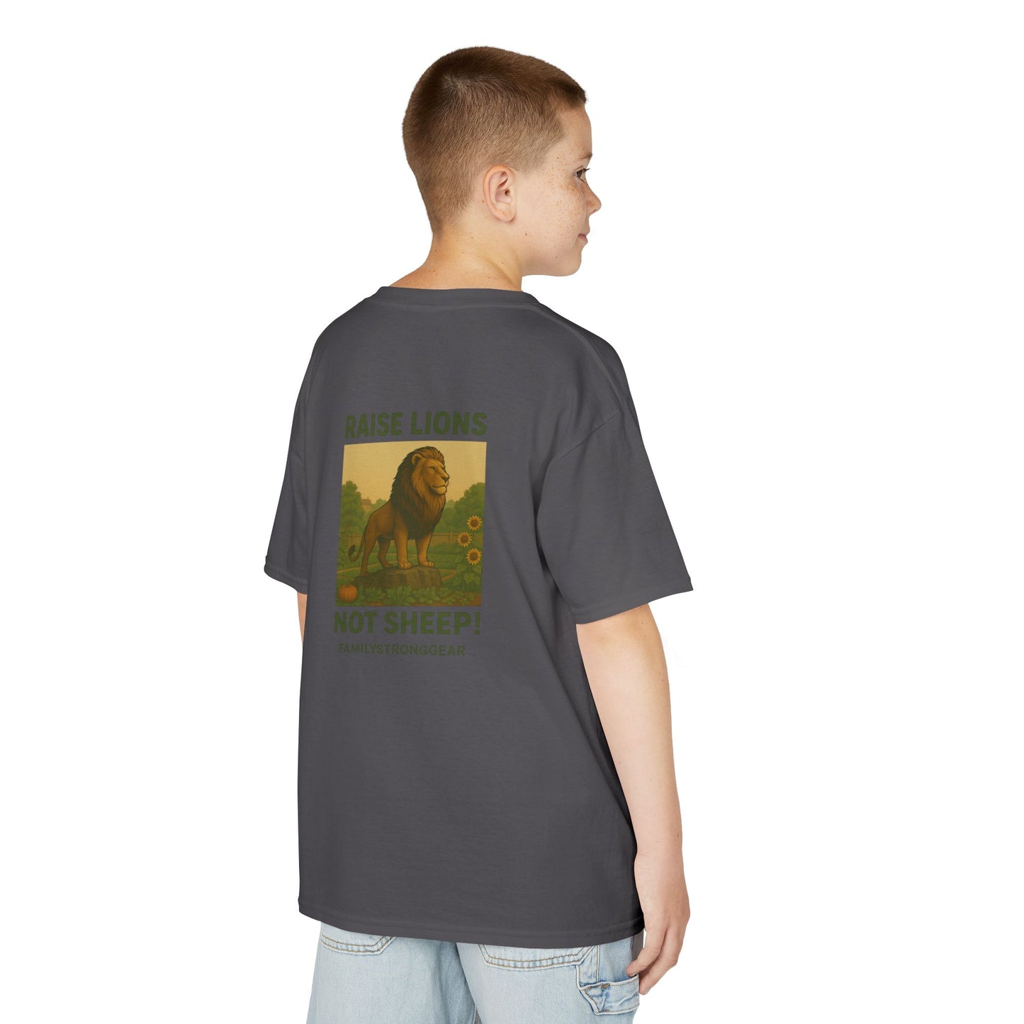 "Raise Lions Not Sheep" Kids Graphic Heavy Cotton Tee