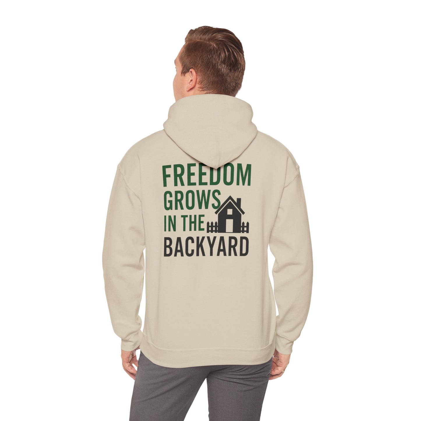 Freedom Grows In The Backyard! Unisex Hooded Sweatshirt | Cozy Garden Style- S-5XL (Multiple Colors available)