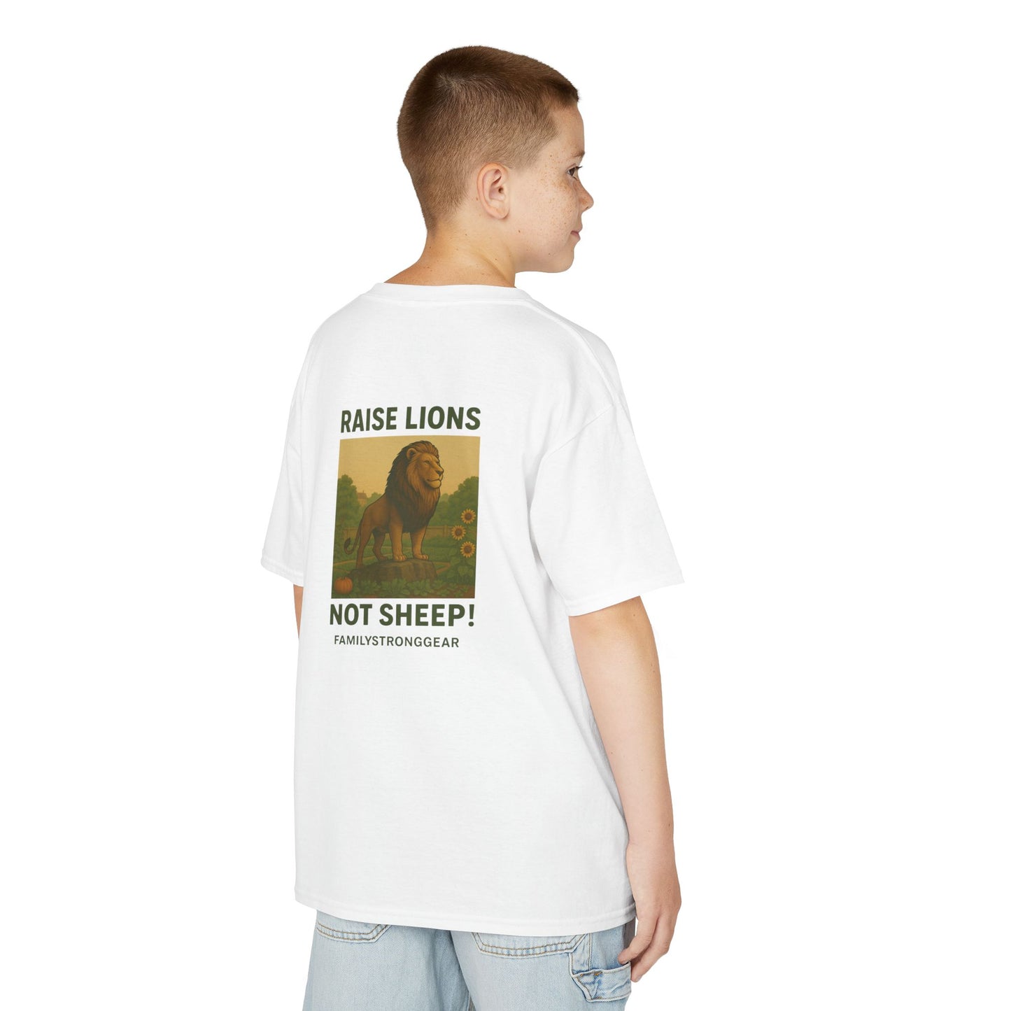"Raise Lions Not Sheep" Kids Graphic Heavy Cotton Tee