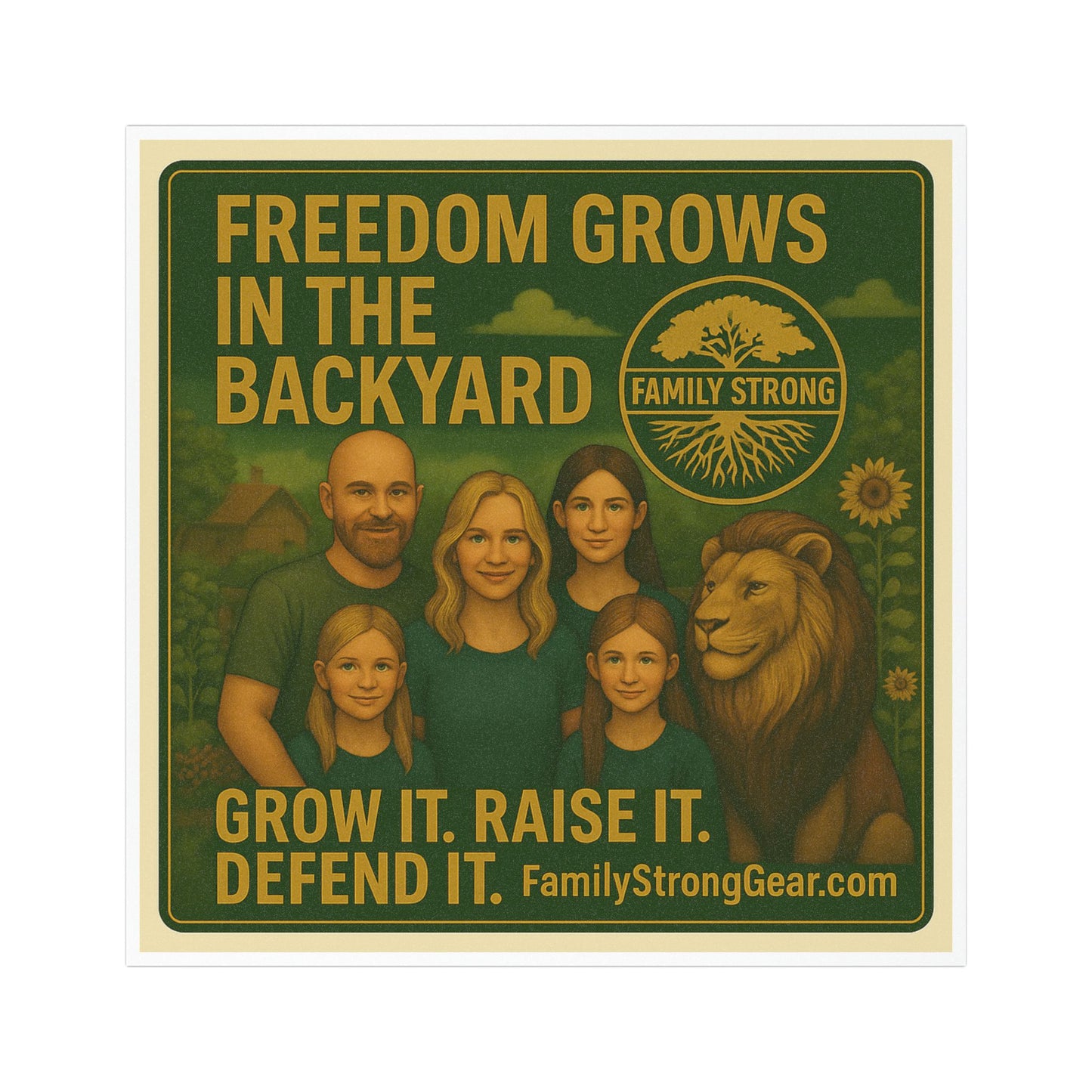 Family Strong Car Magnet - "Freedom Grows in the Backyard" Design