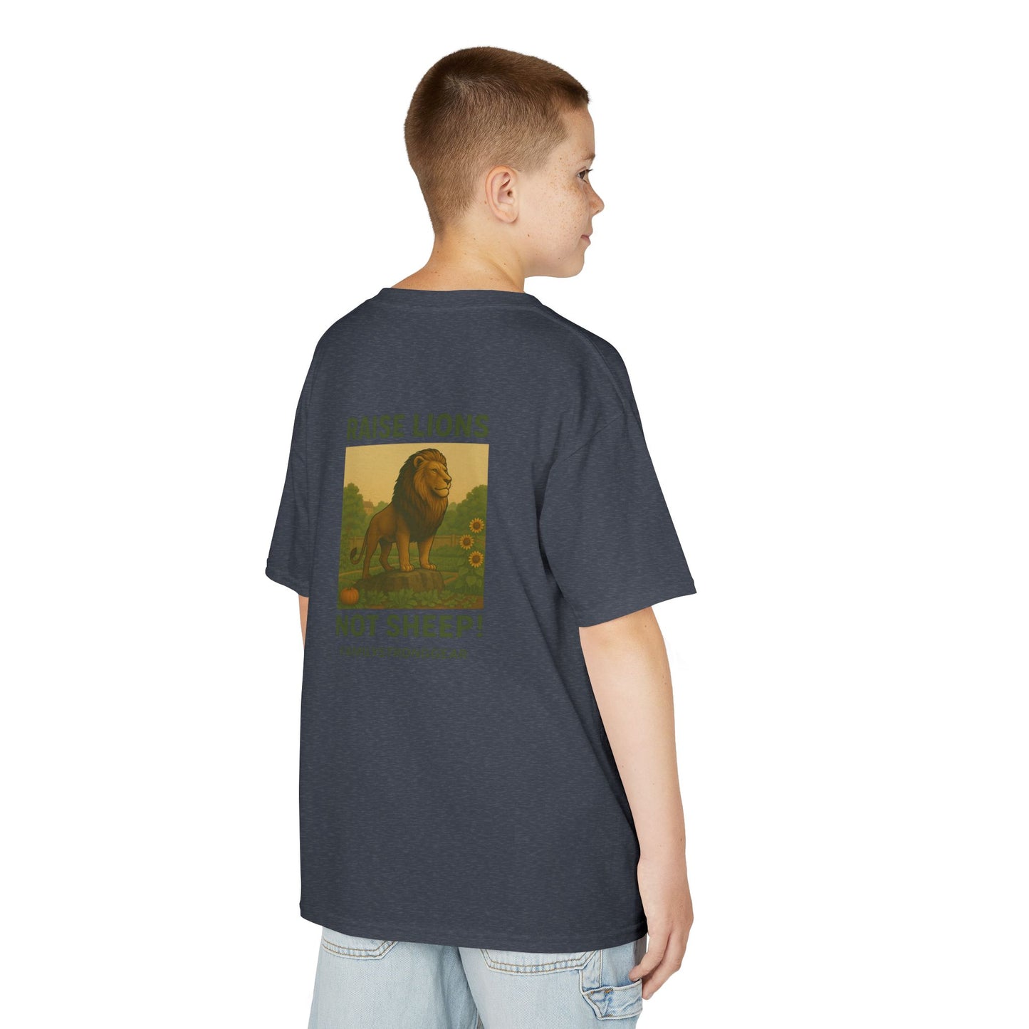 "Raise Lions Not Sheep" Kids Graphic Heavy Cotton Tee
