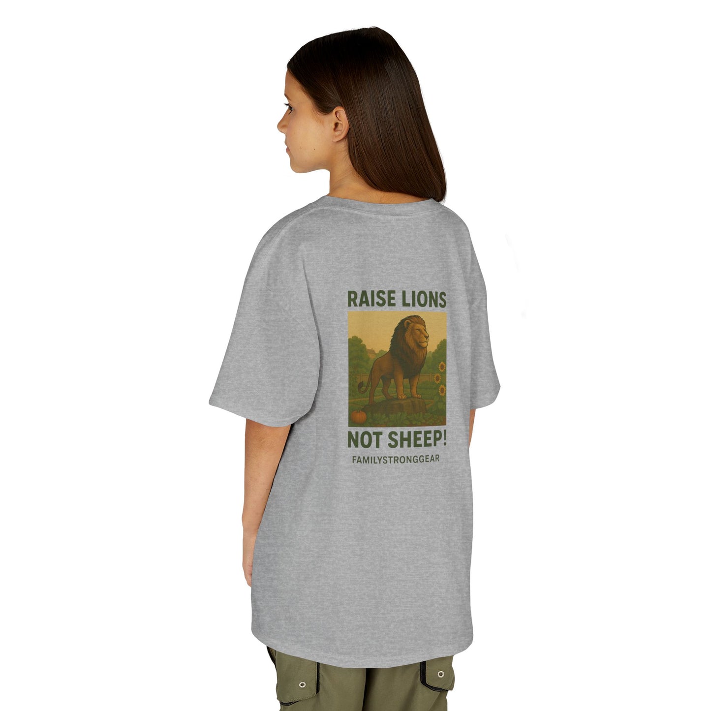 "Raise Lions Not Sheep" Kids Graphic Heavy Cotton Tee