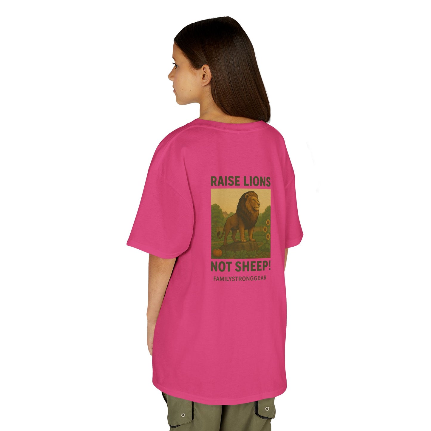 "Raise Lions Not Sheep" Kids Graphic Heavy Cotton Tee