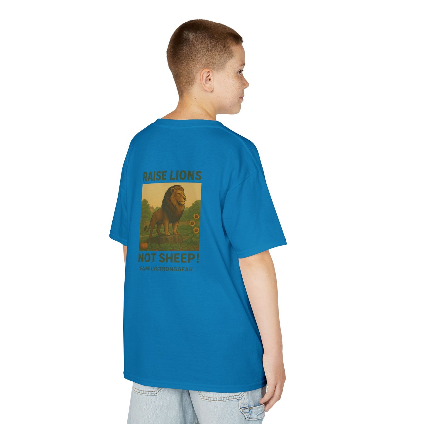 "Raise Lions Not Sheep" Kids Graphic Heavy Cotton Tee