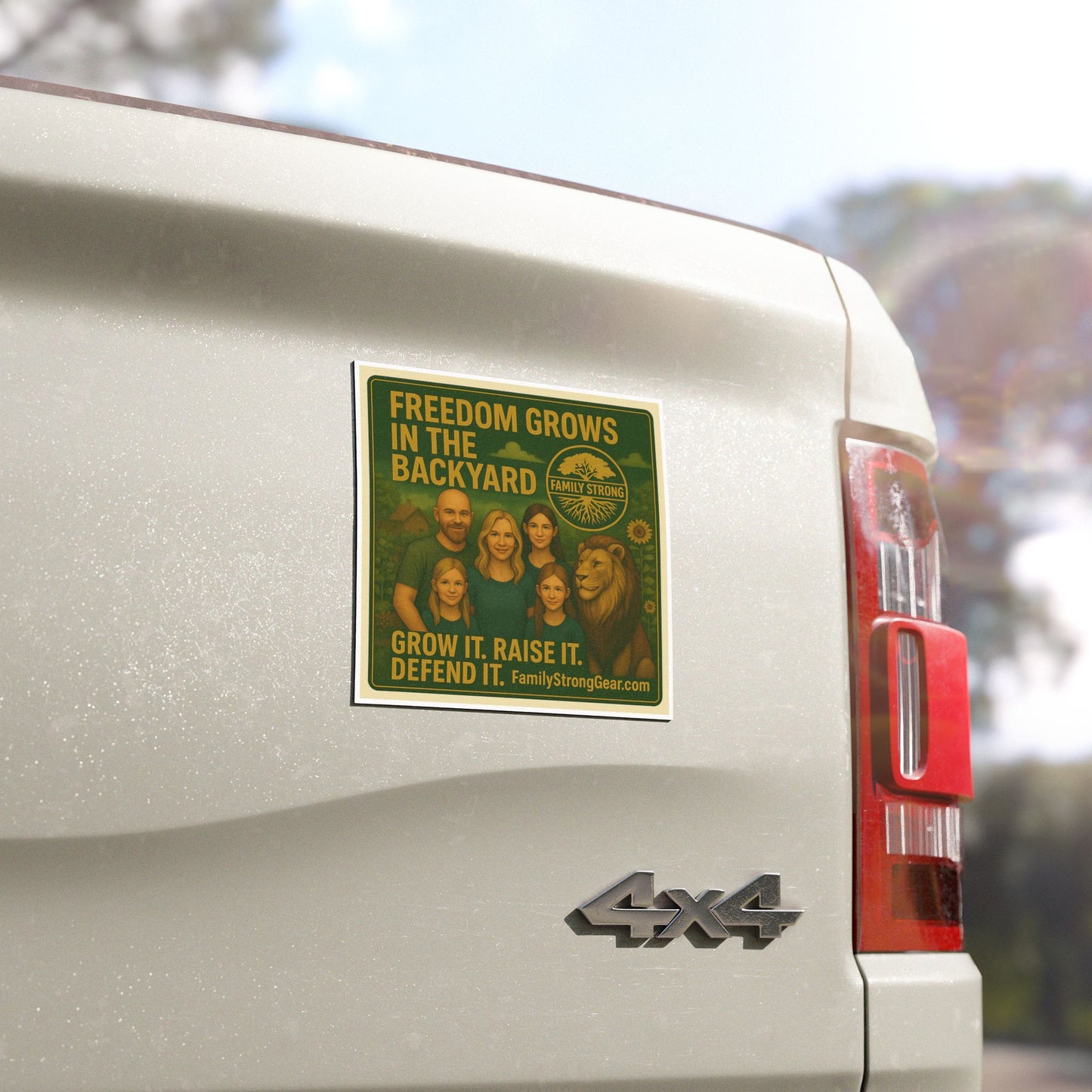 Family Strong Car Magnet - "Freedom Grows in the Backyard" Design