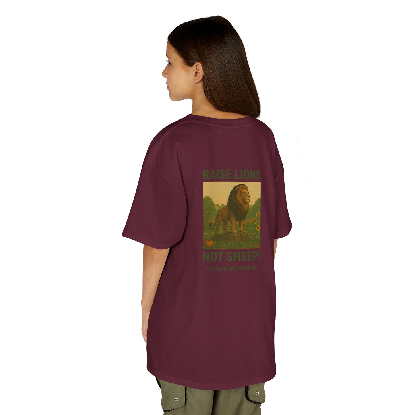 "Raise Lions Not Sheep" Kids Graphic Heavy Cotton Tee