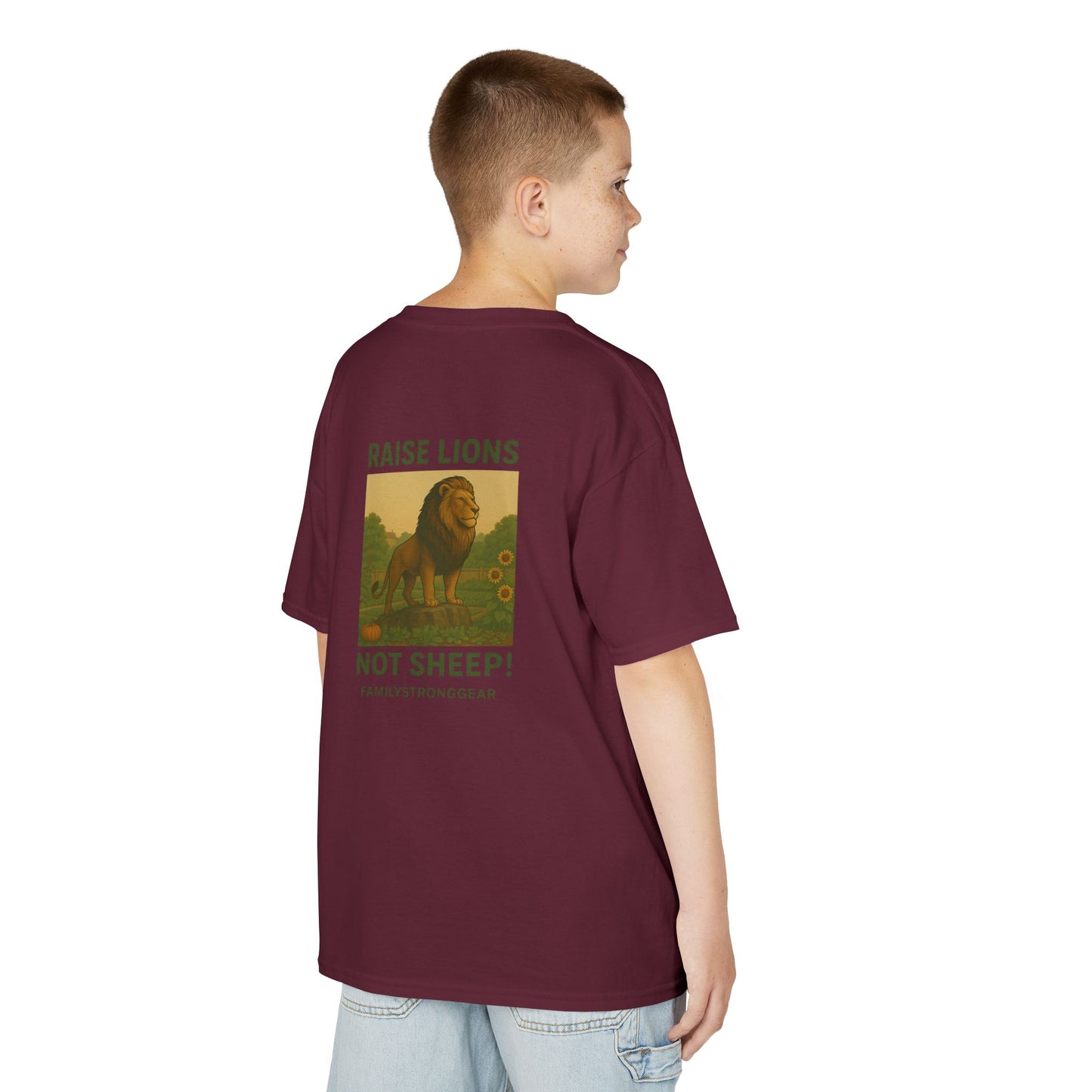 "Raise Lions Not Sheep" Kids Graphic Heavy Cotton Tee