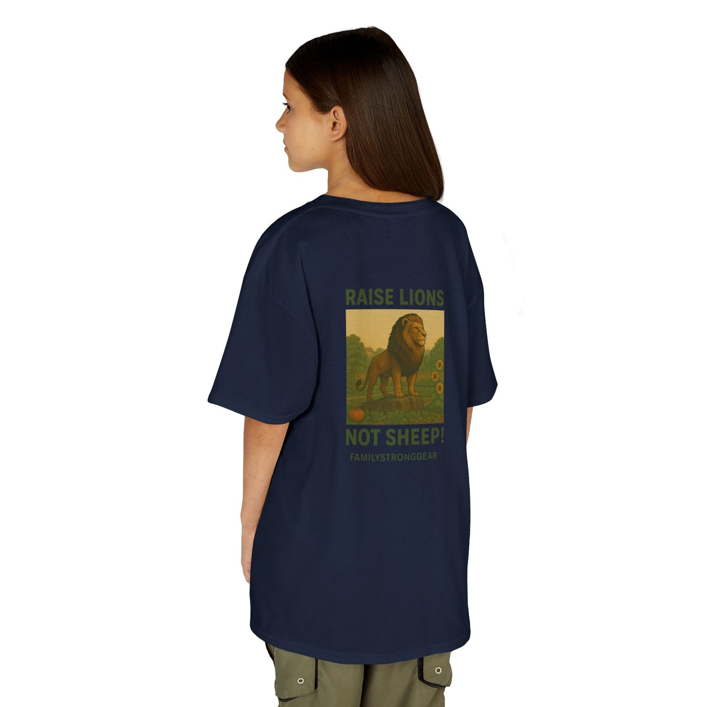 "Raise Lions Not Sheep" Kids Graphic Heavy Cotton Tee