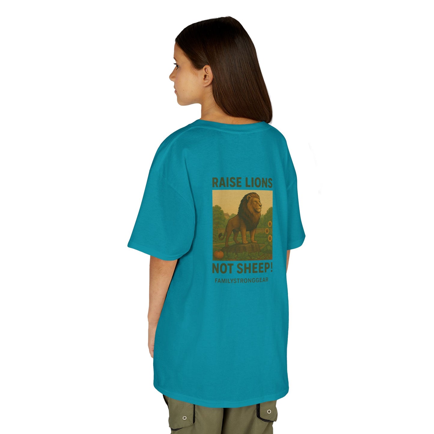"Raise Lions Not Sheep" Kids Graphic Heavy Cotton Tee