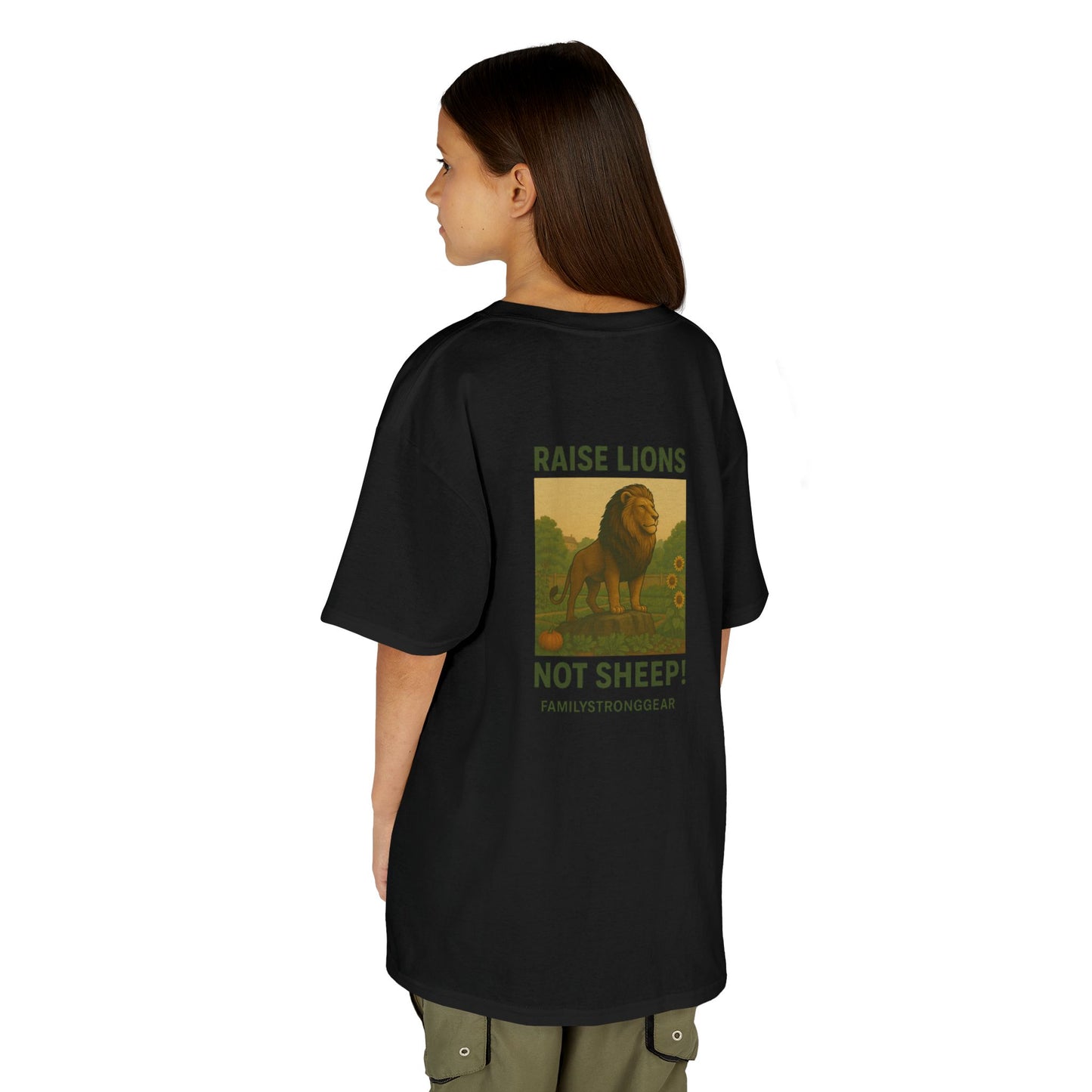 "Raise Lions Not Sheep" Kids Graphic Heavy Cotton Tee