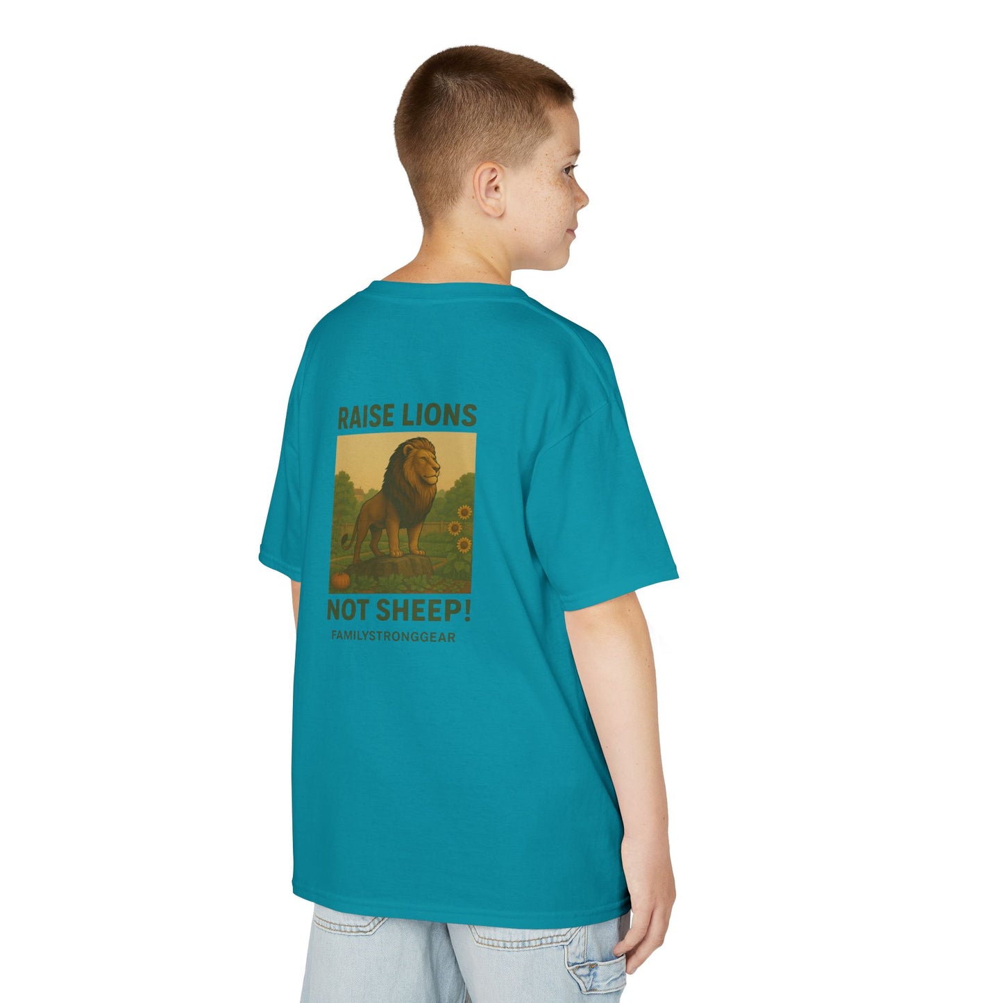 "Raise Lions Not Sheep" Kids Graphic Heavy Cotton Tee