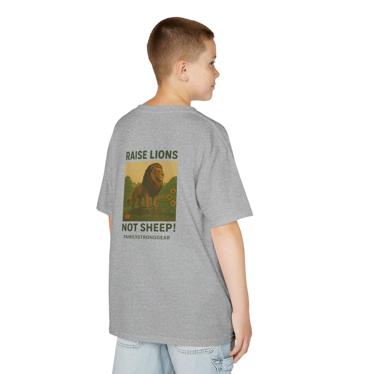 "Raise Lions Not Sheep" Kids Graphic Heavy Cotton Tee