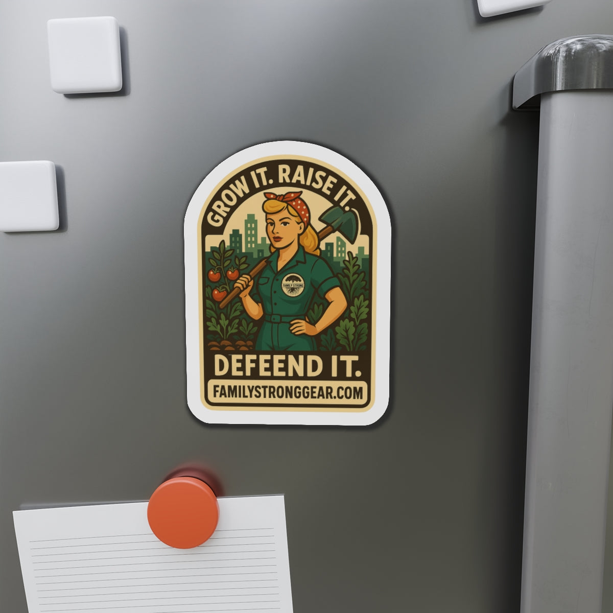 "Grow It. Raise It. Defend It." Vintage-Inspired Die-Cut Magnet (3 sizes)