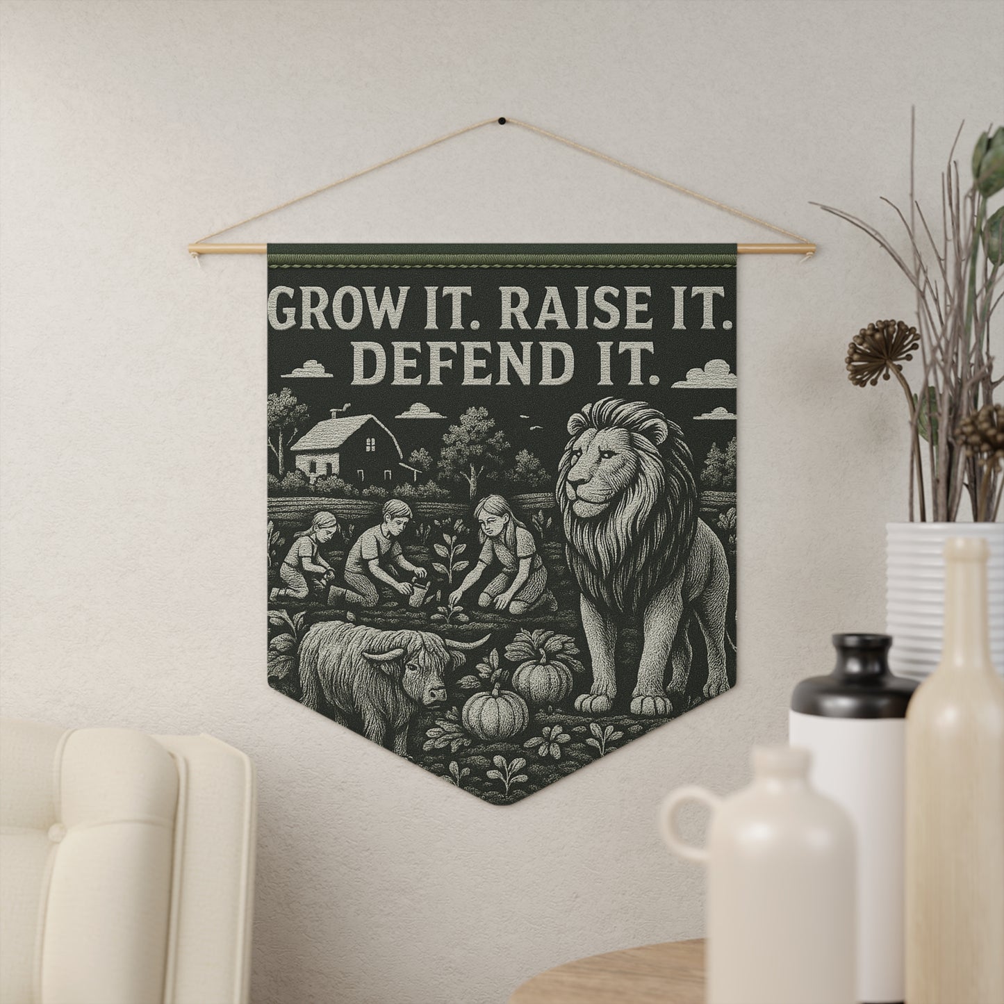 Inspirational Pennant Banner - "Grow It. Raise It. Defend It." - Home Decor for Gardeners & Nature Lovers