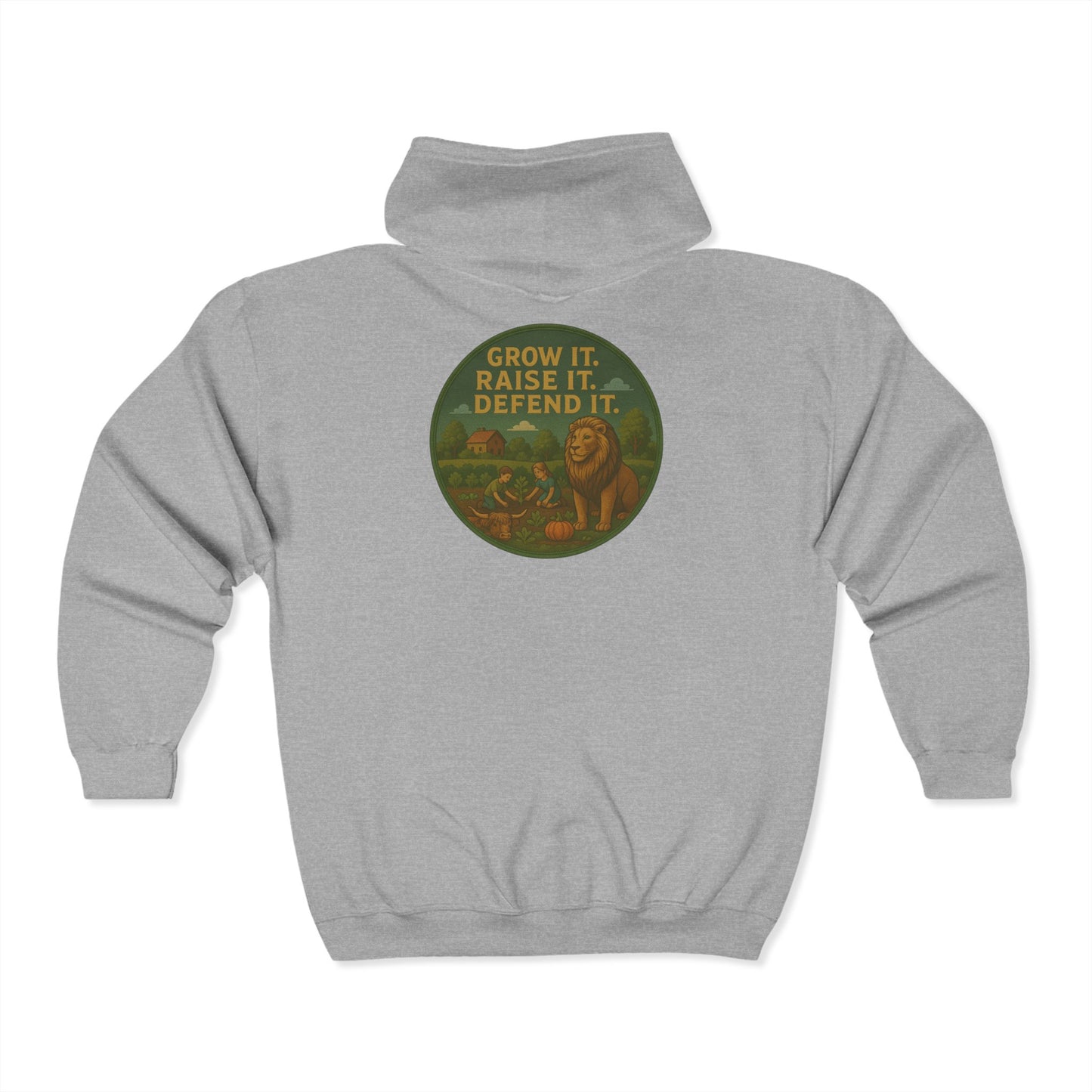 Grow it. Raise It. Defend It. Zip-Up Hoodie | Unisex Heavy Blend Sweatshirt.