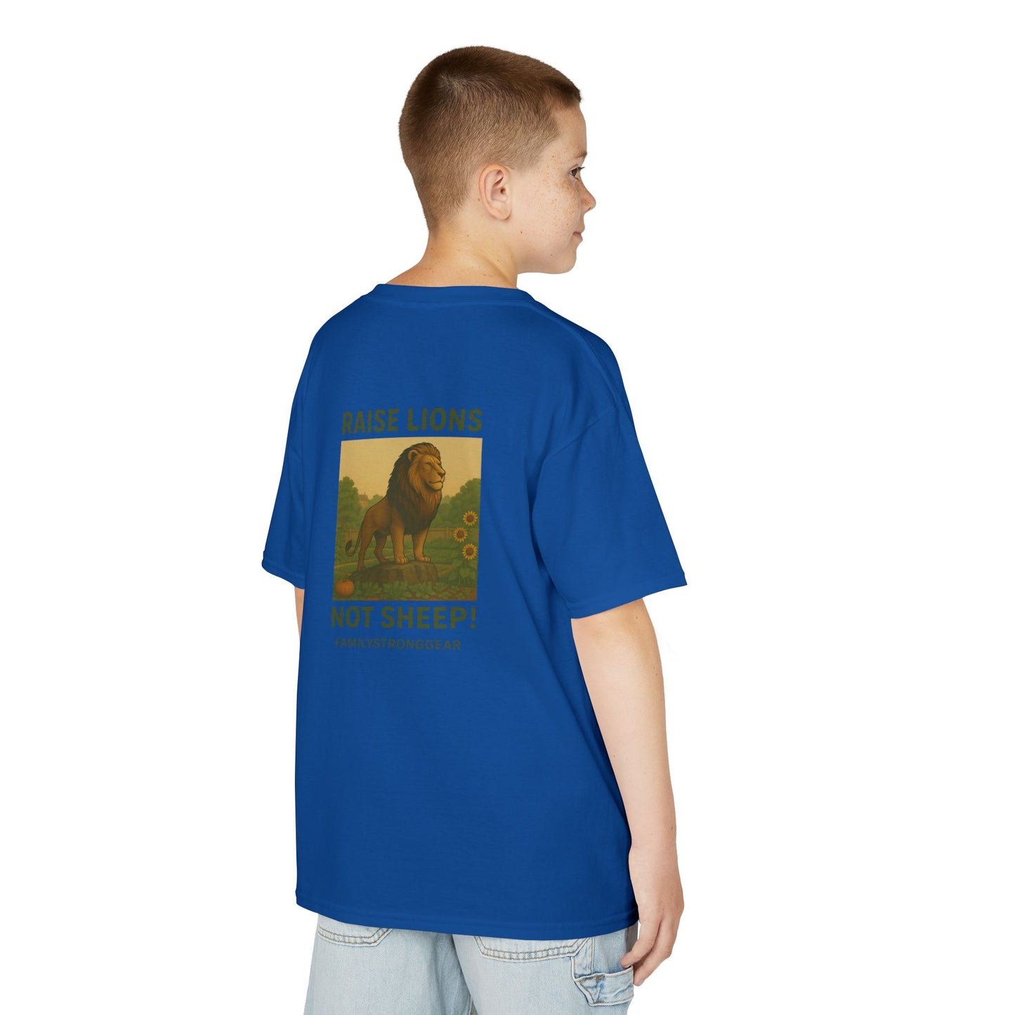 "Raise Lions Not Sheep" Kids Graphic Heavy Cotton Tee