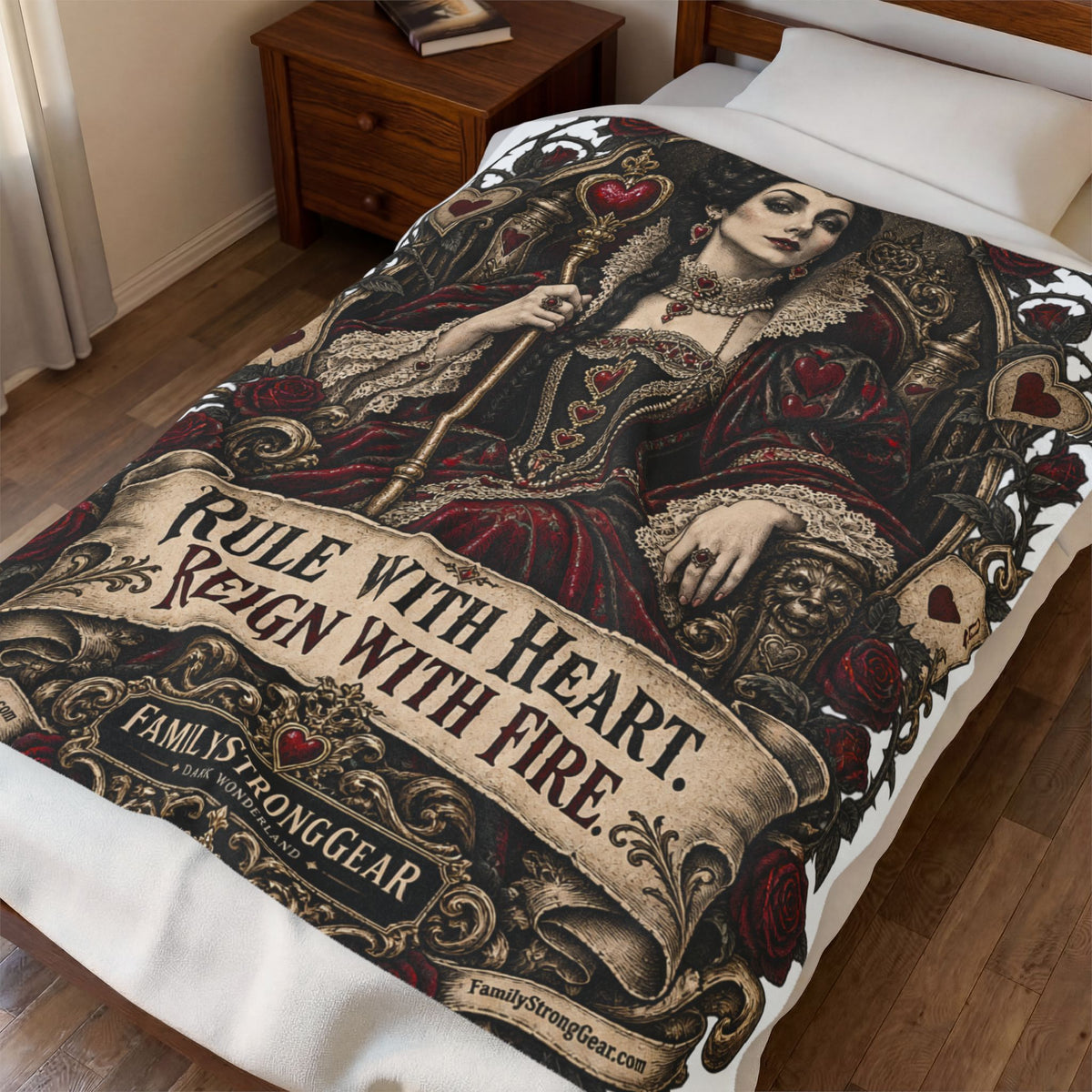 Dark Wonderland — Queen of Hearts “Rule with Heart, Reign with Fire” Plush Blanket