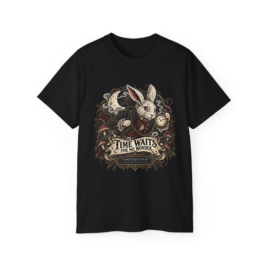 Dark Wonderland — White Rabbit “Time Waits for No Wonder” Unisex Tee