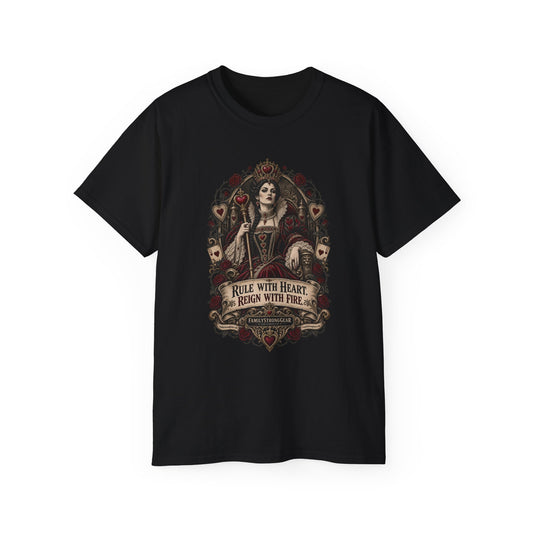 Dark Wonderland — Queen of Hearts “Rule with Heart, Reign with Fire” Unisex Tee