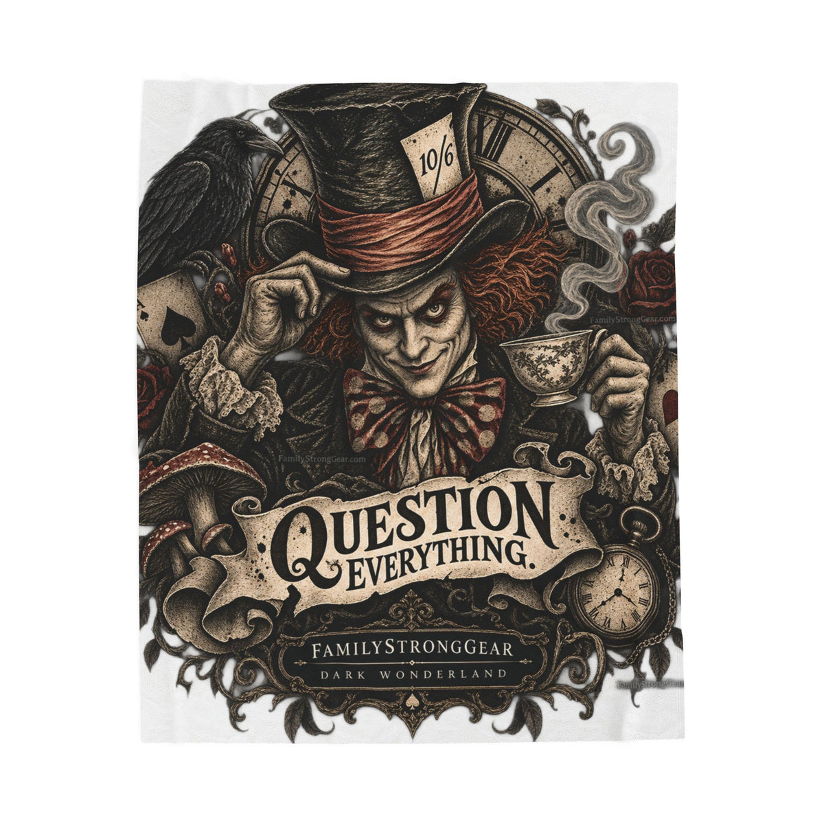 Dark Wonderland — Mad Hatter “Question Everything” Plush Blanket