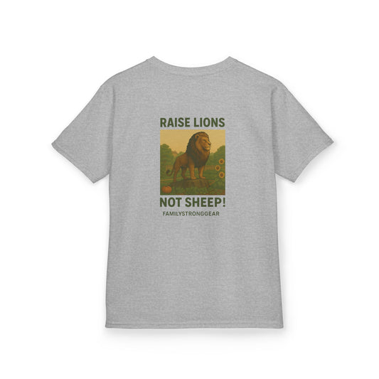 "Raise Lions Not Sheep" Kids Graphic Heavy Cotton Tee