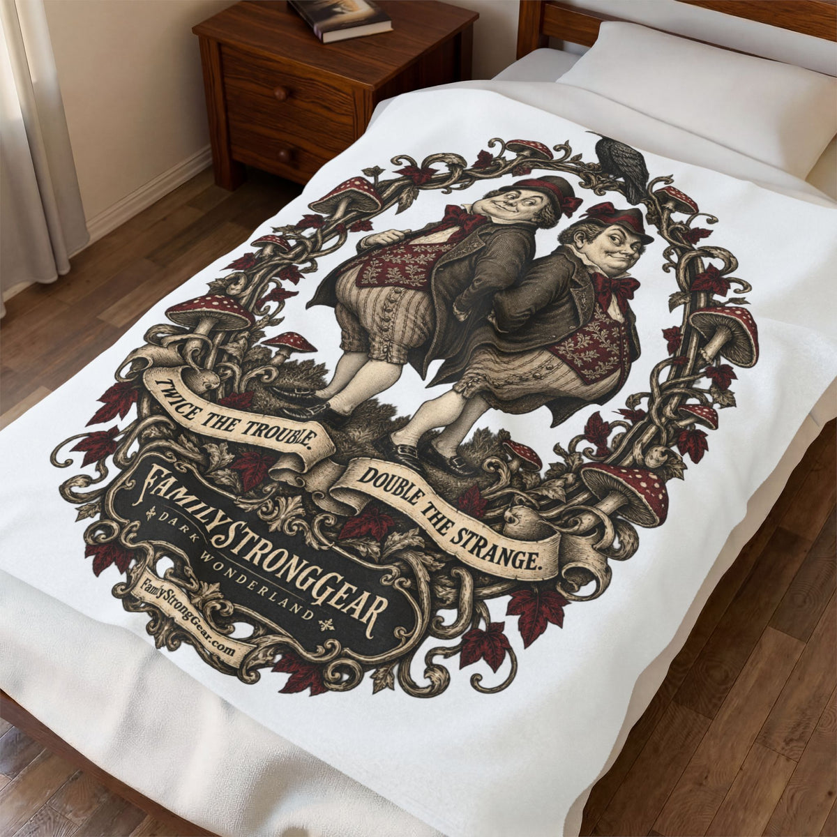 Dark Wonderland — Tweedledum & Tweedledee “Twice the Trouble, Double the Strange” 50x60 Plush Blanket