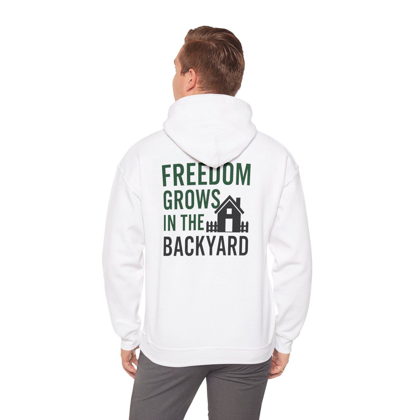 Freedom Grows In The Backyard! Unisex Hooded Sweatshirt | Cozy Garden Style- S-5XL (Multiple Colors available)