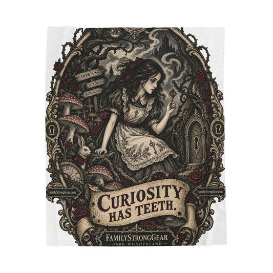 Dark Wonderland — Alice “Curiosity Has Teeth” Plush Blanket