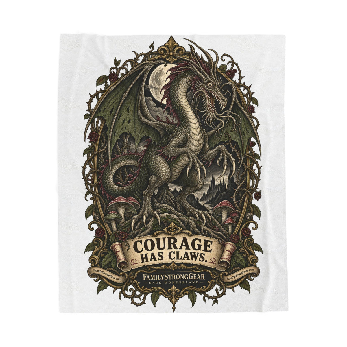 Dark Wonderland — Jabberwock “Courage Has Claws” 50x60 Plush Blanket