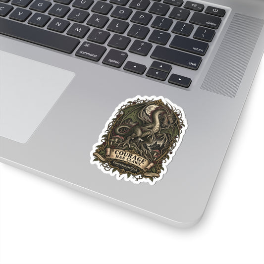 Dark Wonderland — Jabberwock “Courage Has Claws” Kiss-Cut Sticker