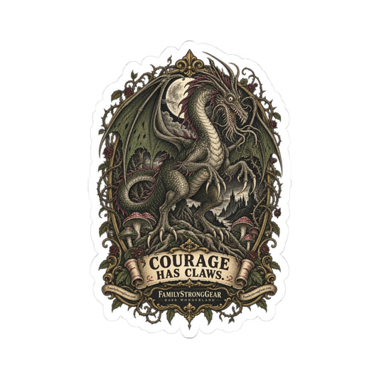 Dark Wonderland — Jabberwock “Courage Has Claws” Kiss-Cut Sticker