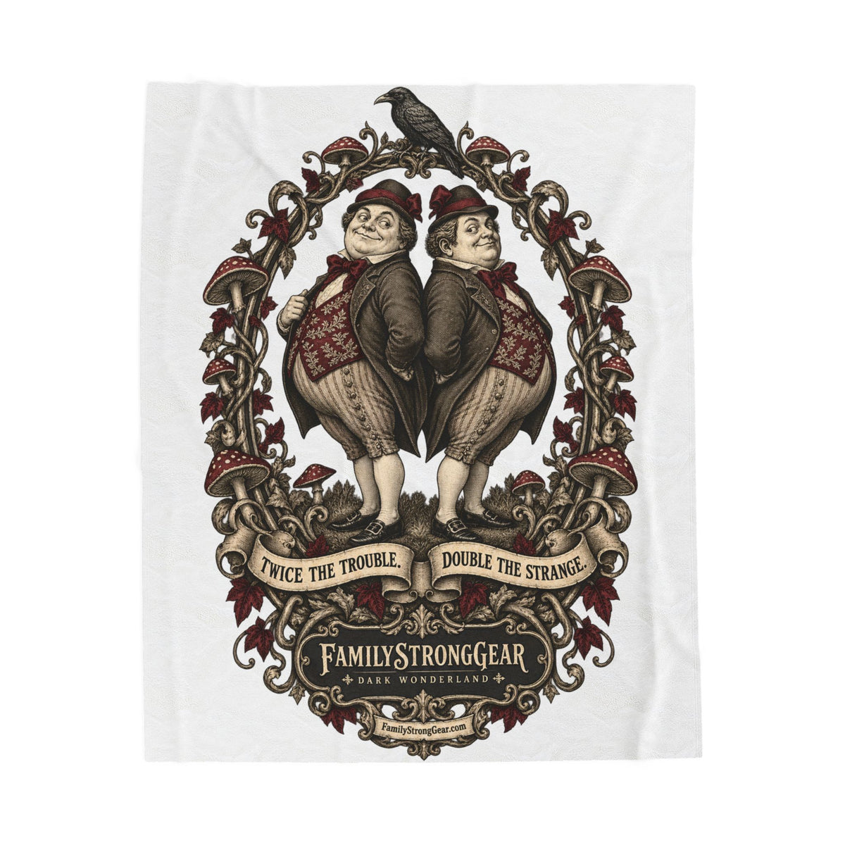 Dark Wonderland — Tweedledum & Tweedledee “Twice the Trouble, Double the Strange” 50x60 Plush Blanket