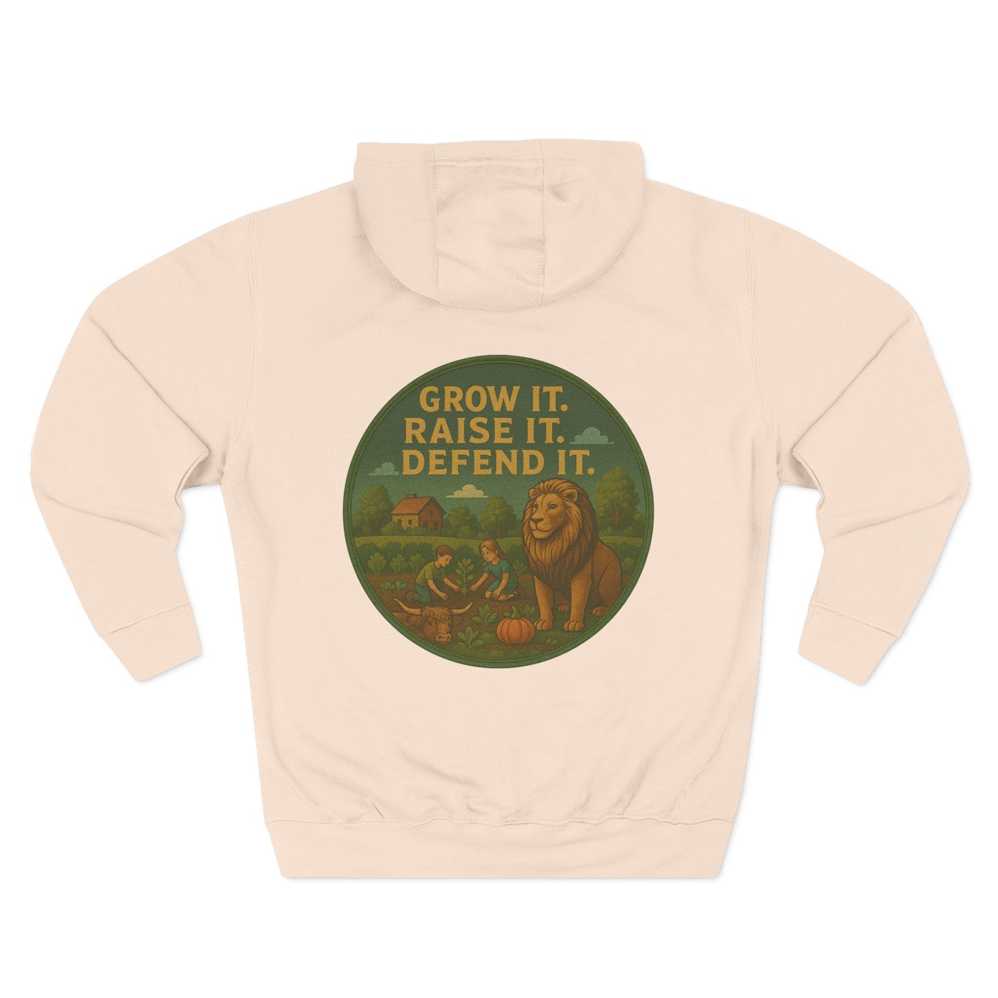 Grow It, Raise It, Defend It-Unisex Fleece Hoodie (S-3XL), multiple colors.