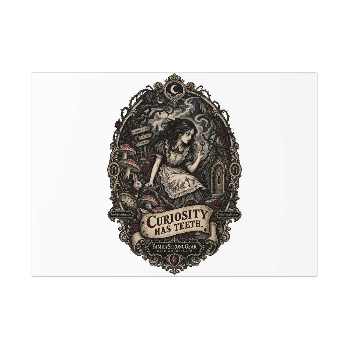 Dark Wonderland — Alice “Curiosity Has Teeth” Poster