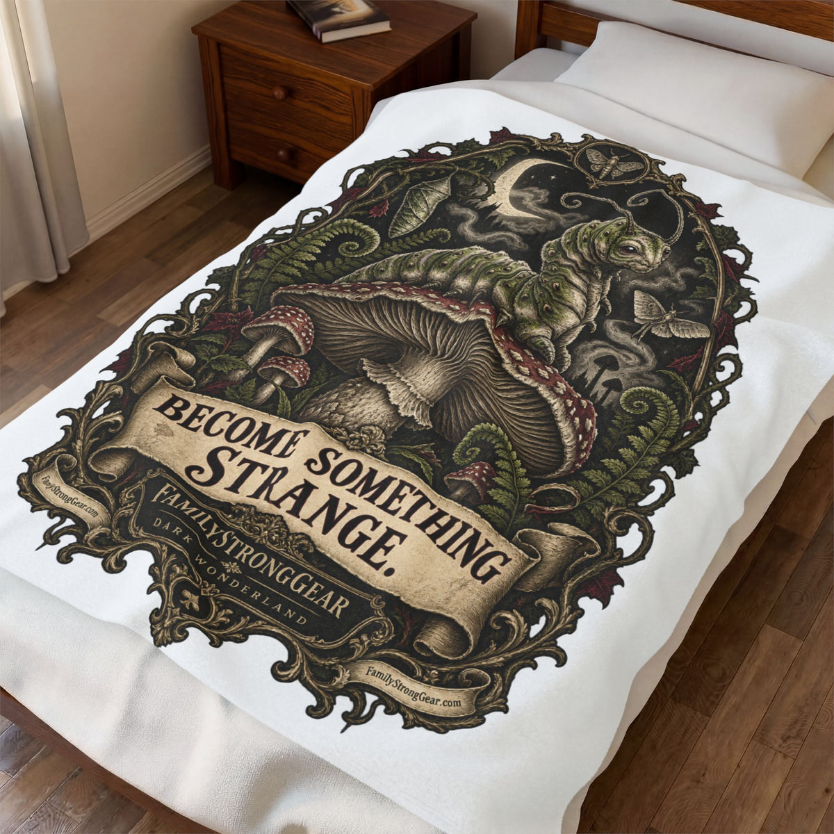 Dark Wonderland — Caterpillar “Become Something Strange” 50x60 Plush Blanket