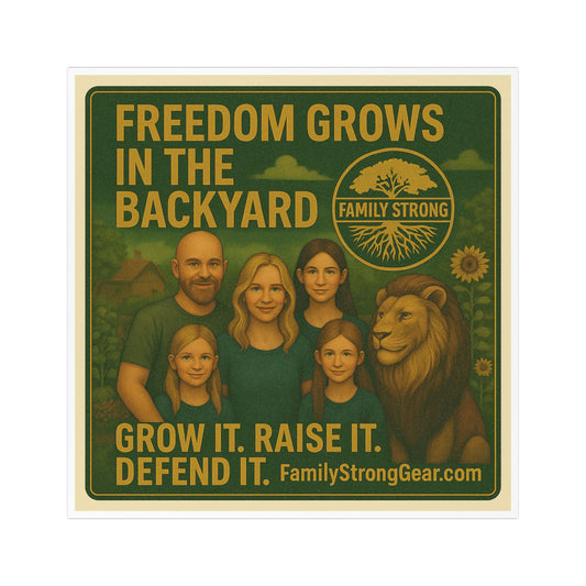 Family Strong Car Magnet - "Freedom Grows in the Backyard" Design