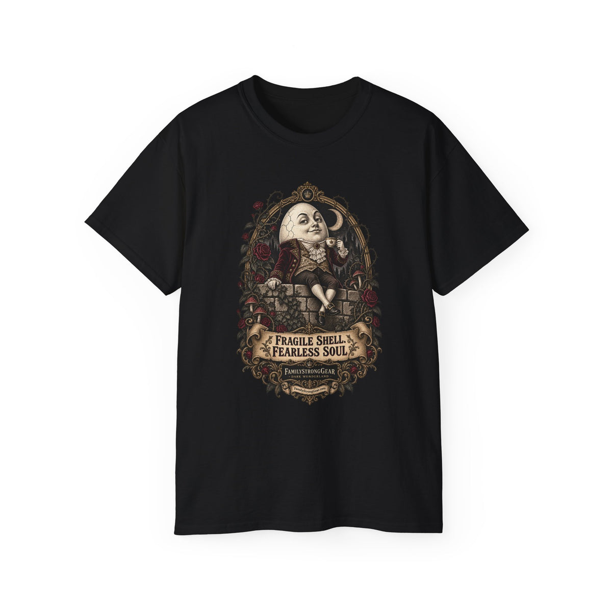 Dark Wonderland — Humpty Dumpty “Fragile Shell, Fearless Soul” Unisex Tee