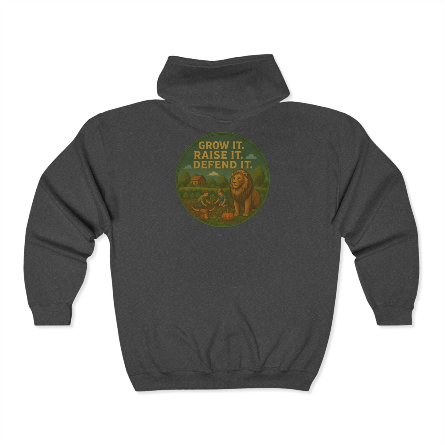 Grow it. Raise It. Defend It. Zip-Up Hoodie | Unisex Heavy Blend Sweatshirt.