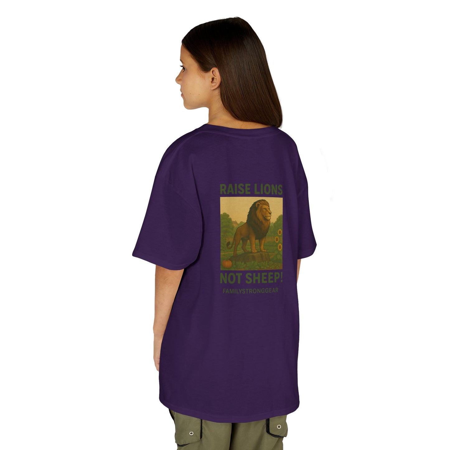 "Raise Lions Not Sheep" Kids Graphic Heavy Cotton Tee