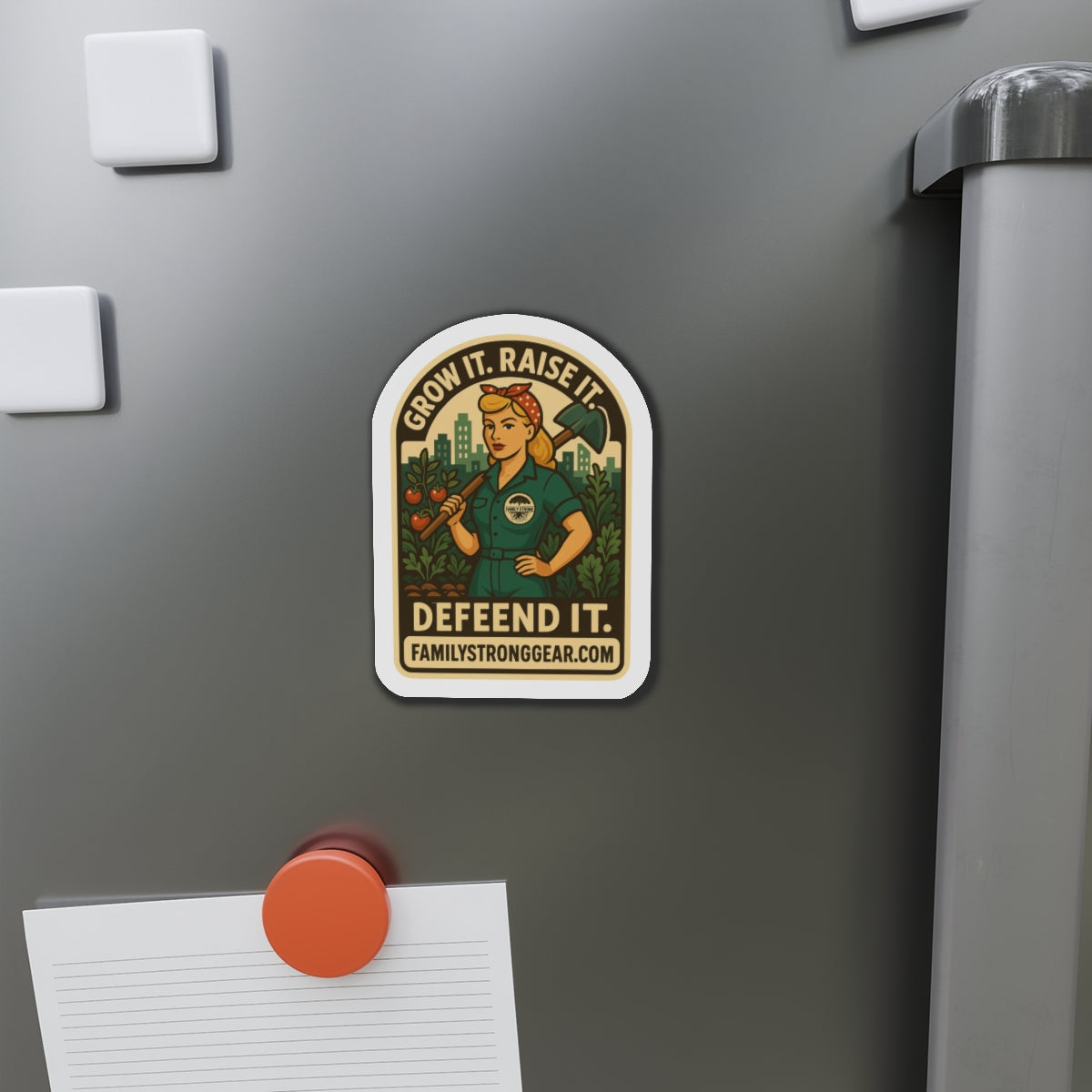 "Grow It. Raise It. Defend It." Vintage-Inspired Die-Cut Magnet (3 sizes)