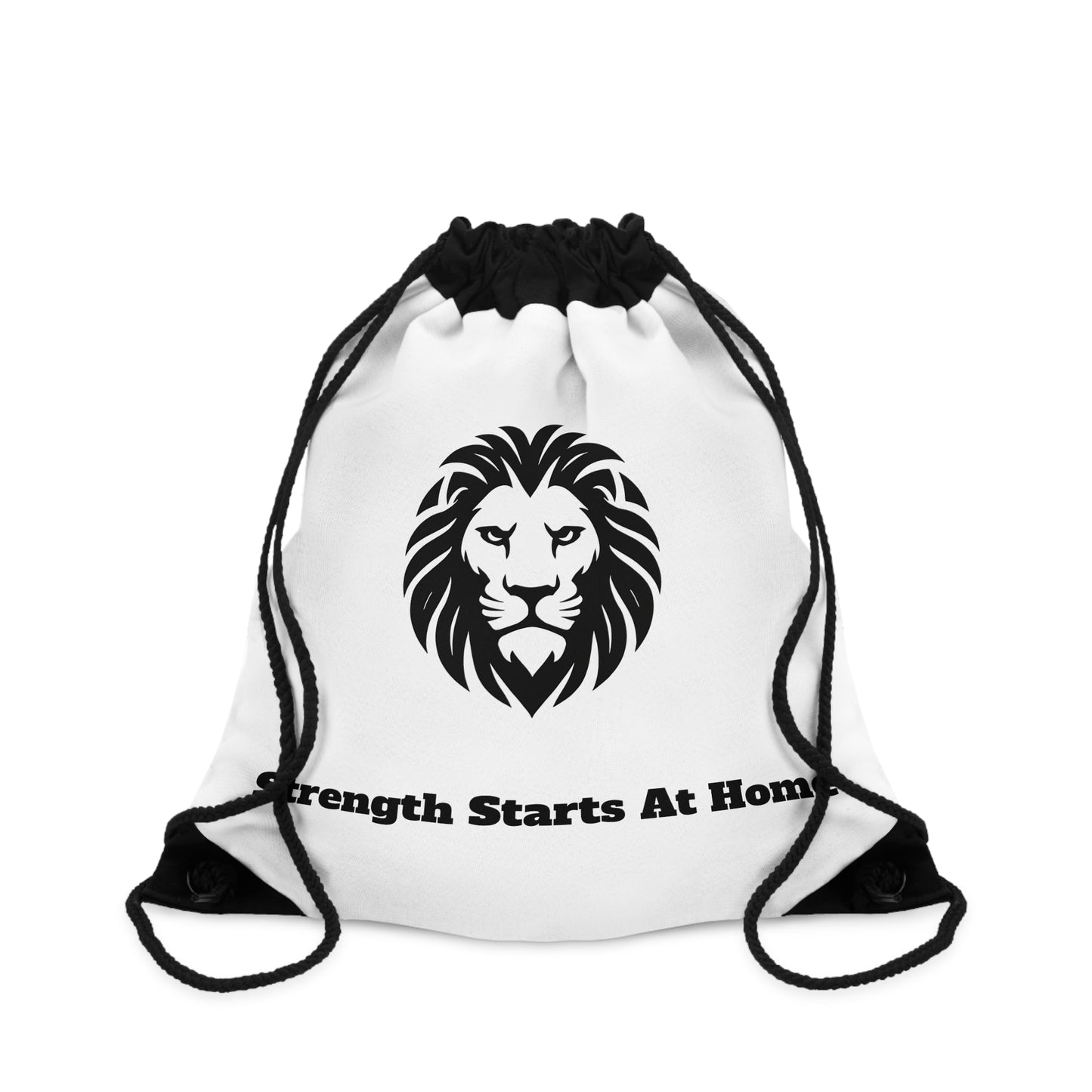 Lion's Head Strength Starts At Home Drawstring Bag