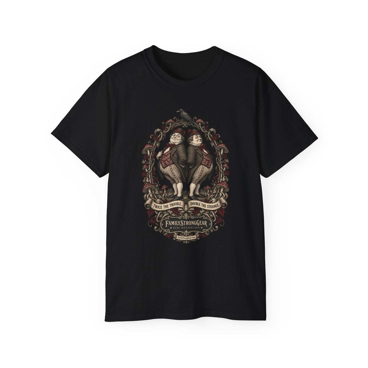 Dark Wonderland — Tweedledum & Tweedledee “Twice the Trouble, Double the Strange” Unisex Tee